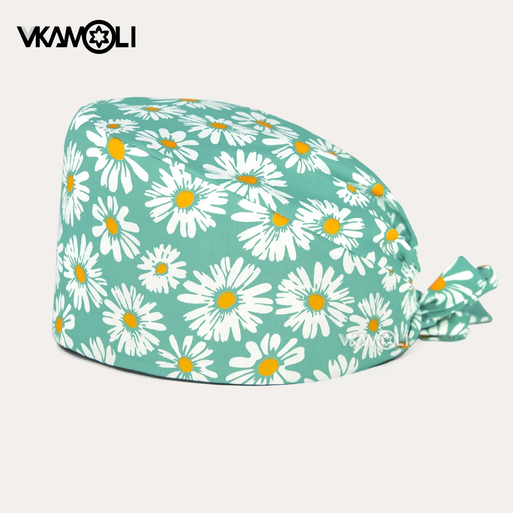 Wholesale scrubs caps Flower printed surgical cap dust cap pet grooming nursing work hats lab scrub hat