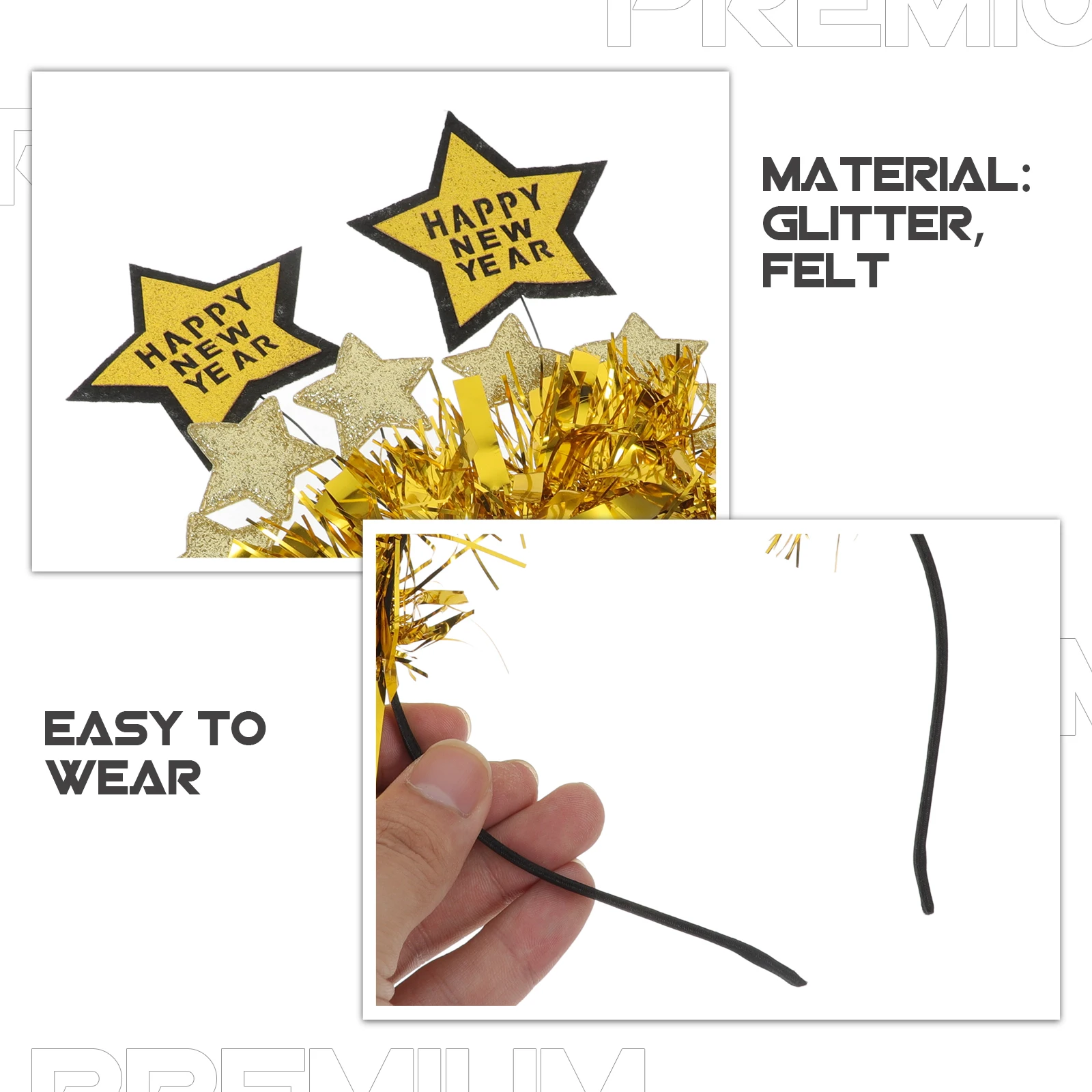 

2Pcs New Year Eve Party Headwear Glitter Headpiece for Women Exquisite Craftsmanship Festive Hair Accessory Glitter Headband