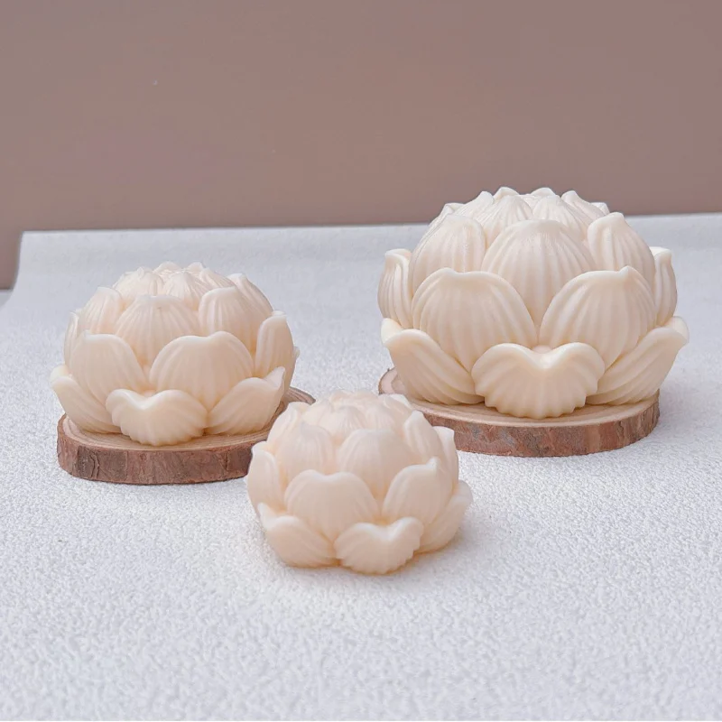 Big Lotus Candle Aromatherapy Silicone Mold DIY Blooming Lotus Chocolate Cake Baking Mold