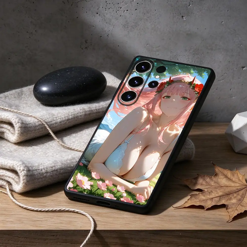 Cute Zero Two Anime Cool Phone Case For Samsung Galaxy S26 S25 S24 S23 S22 S21 Plus Ultra Fold A Soft Black