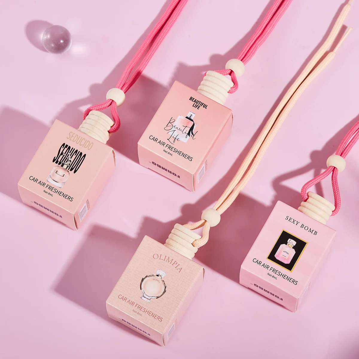 Pink car fragrance car interior accessories, perfume pendant car supplies, fresh air car fragrance image 6