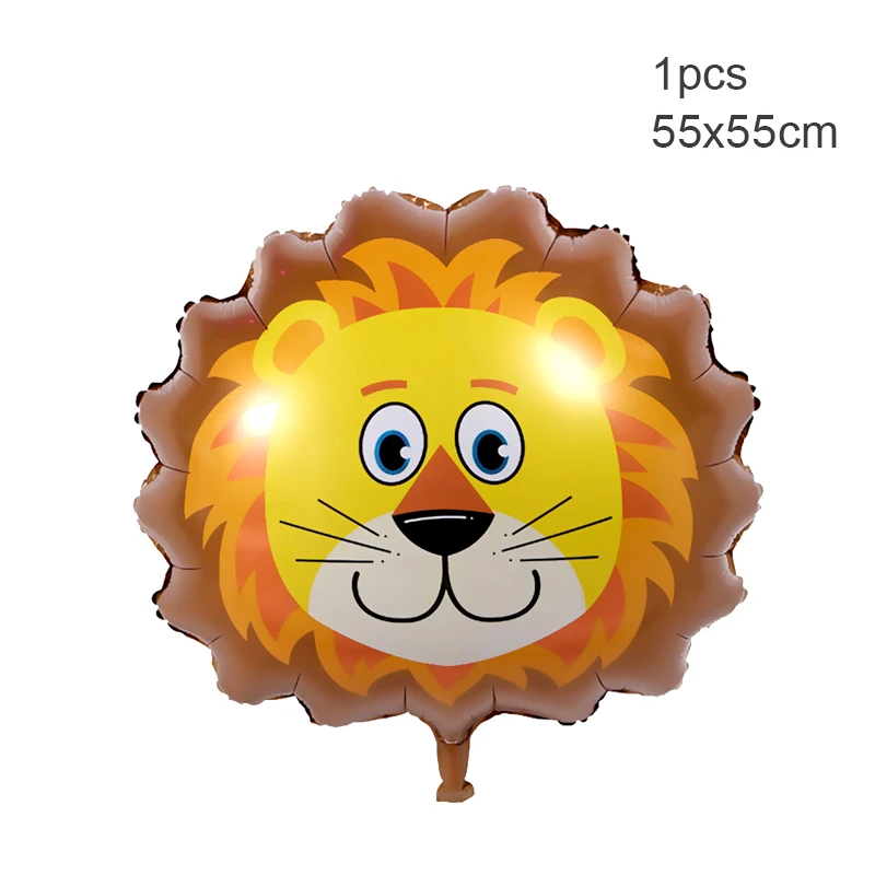 NEW Cartoon Animal Theme Foil Balloon Jungle Safari Forest Lion Zebra Elephant Giraffe Baloon Kids Birthday Decoration Supplies