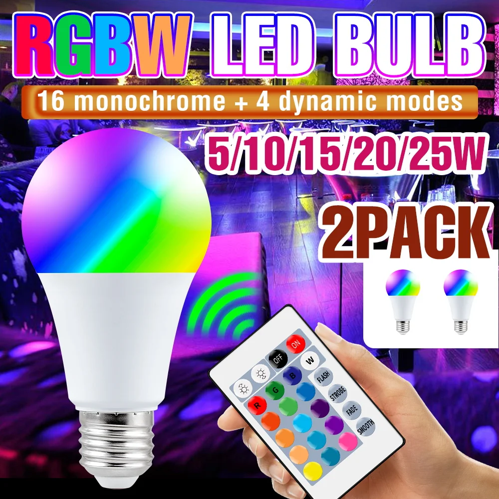 

2 шт. 25 Вт RGB LED-лампы, многоцветный прожектор, 16 цветов, для создания атмосферы в помещении, ночник, для карнавалов, вечеринок, KTV, баров, декоративное освещение
