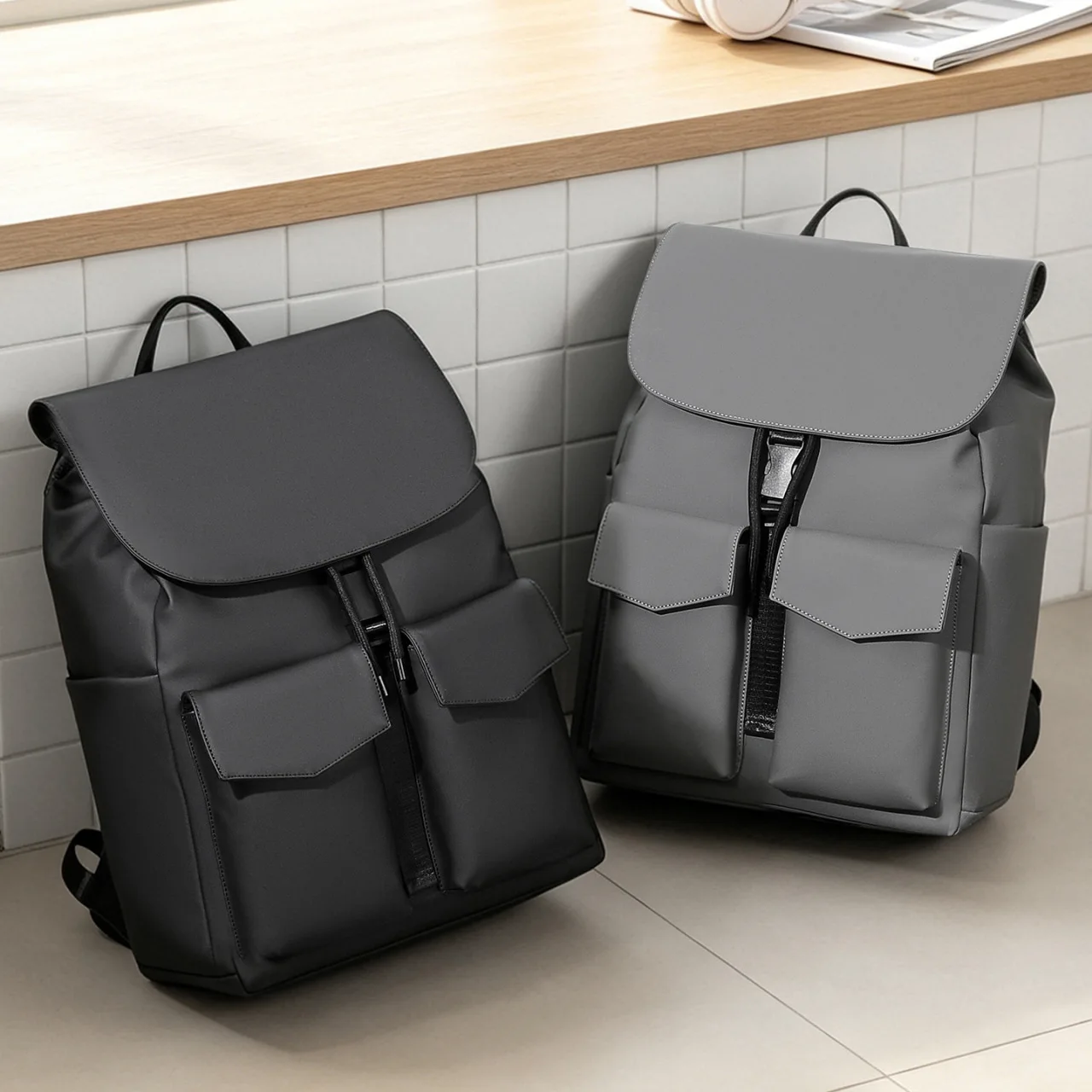 Large Capacity Drawstring Laptop Backpack Unisex Casual Travel Hiking Daypack Water Repellent Outdoor Commuter Rucksack