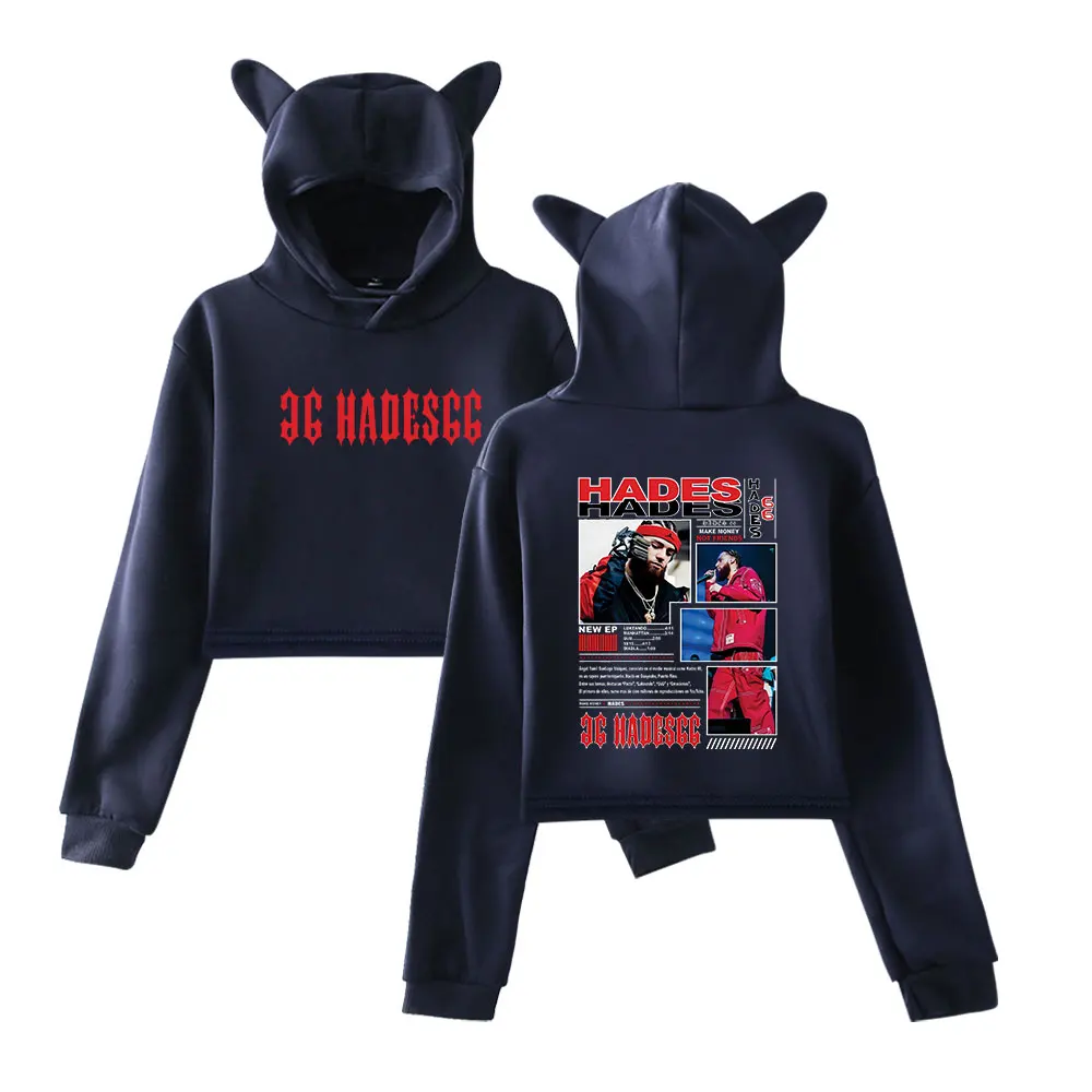 Hades66 خمر 90s الشارع الشهير شعار هوديي ميرش هوديس بلوزات للفتيات القط الأذن المحاصيل موضة الرياضة البلوز