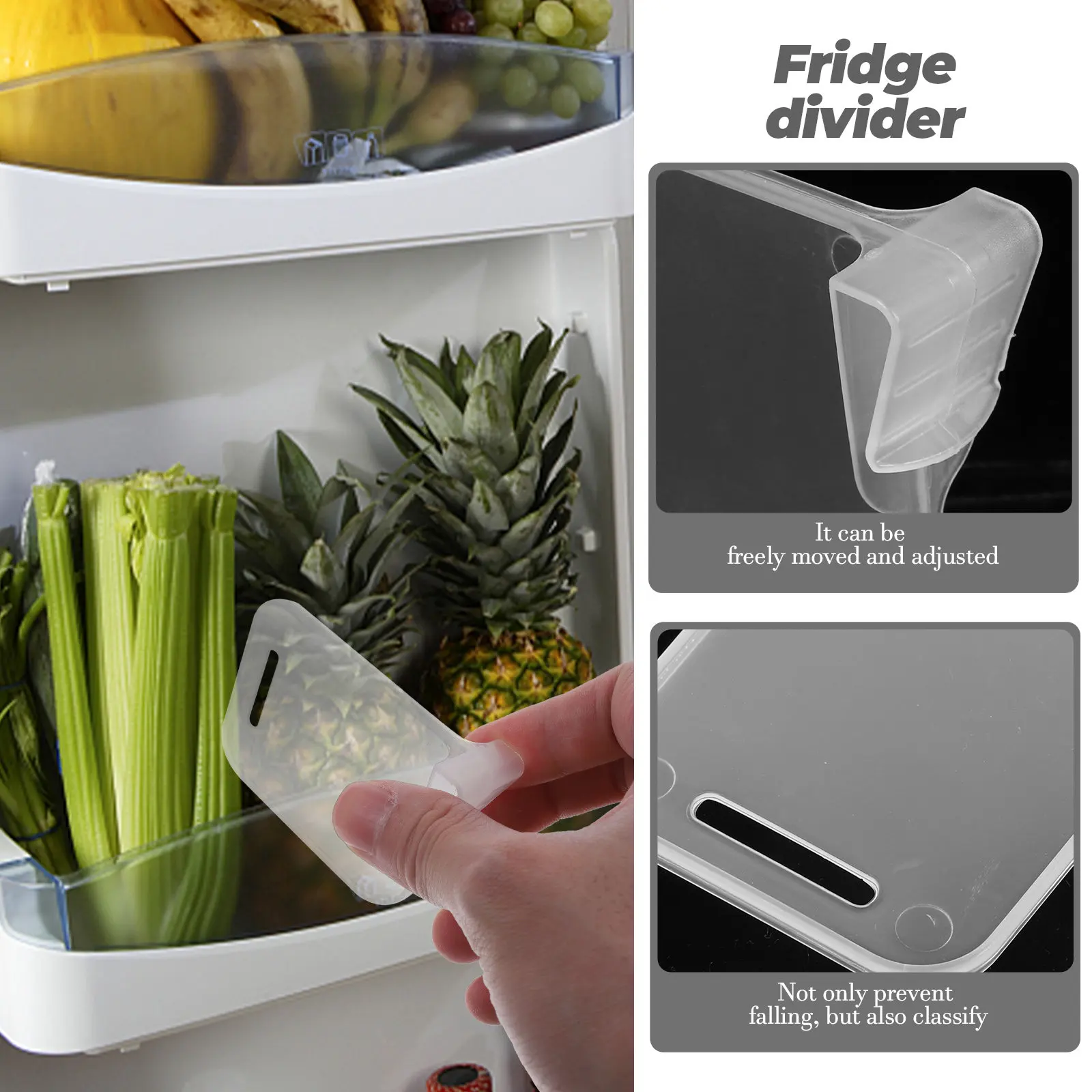 40pcs Transparent Plastic Fridge Divider for Freezer Storage – Removable Clip-on Refrigerator Side Door Organizer