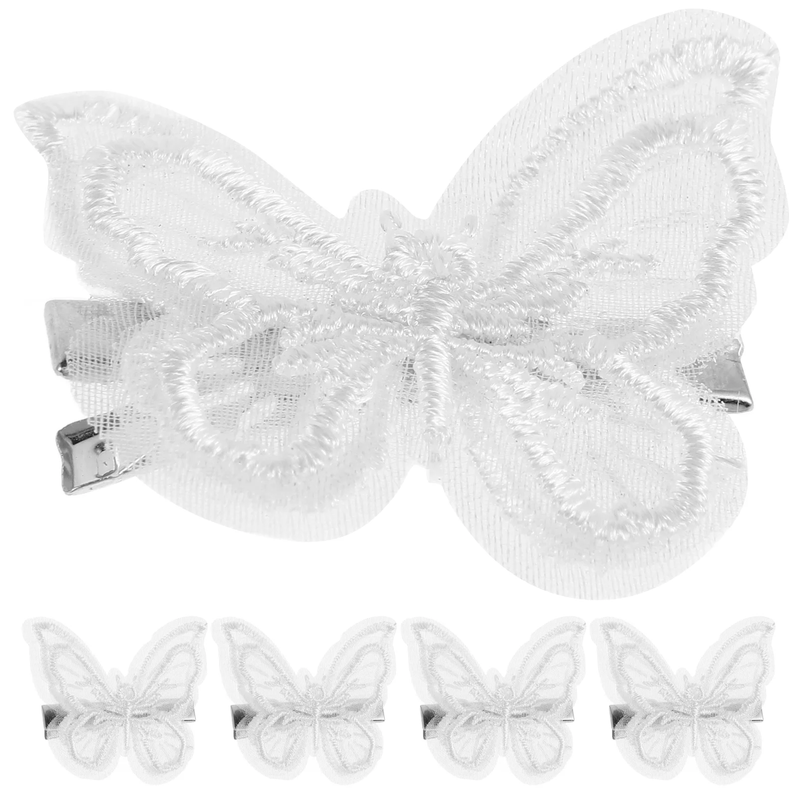 Horquilla de mariposa de encaje blanco para mujer, pasadores elegantes a la moda, accesorios para el cabello para niña, decoración para fiesta nupcial, 5 uds.