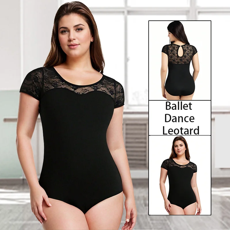 Women's Mock Neck Lace Ballet Dance Leotard for Adult Gymnastics Tank Tops with Water-drop Back and Soft Lining Dance Leotards