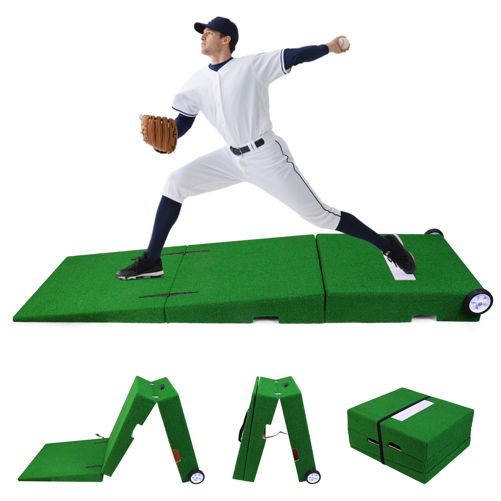 

Складная бейсбольная горка для питчеров 88x28x6 дюймов с ручкой для переноски, оборудование для тренировки бейсбольных питчеров