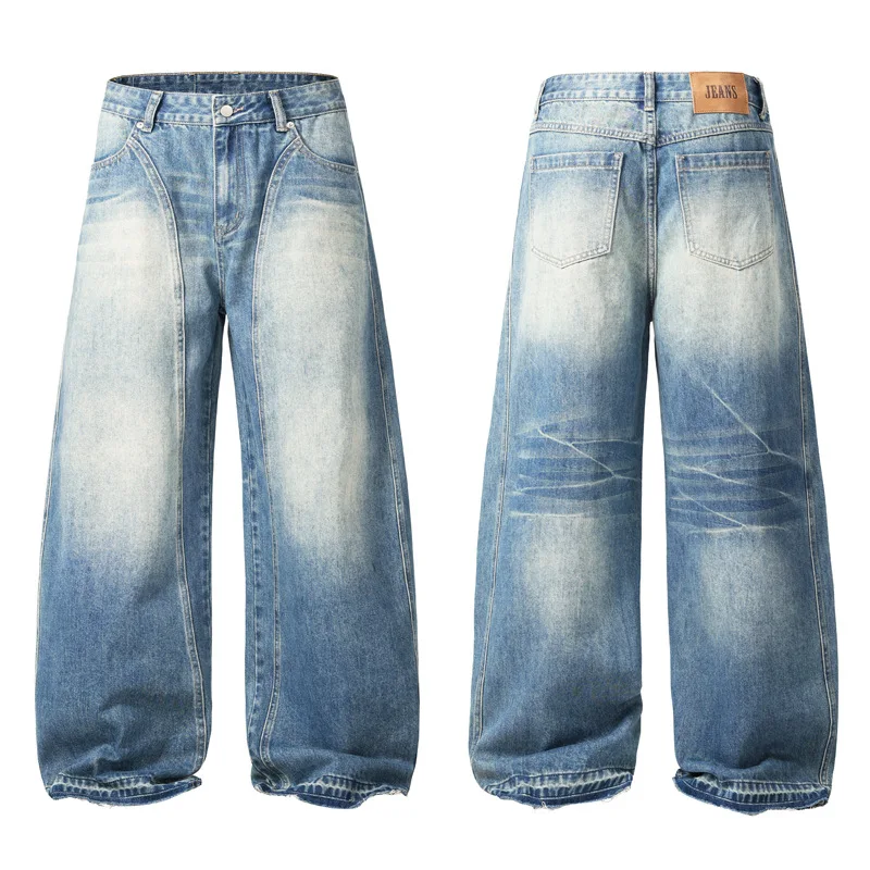 Herbst Winter New American Jeans Lightning Bend Knife Unisex Jeans Herren und Damen Dreidimensionaler Schnitt Kontur Bananenhose