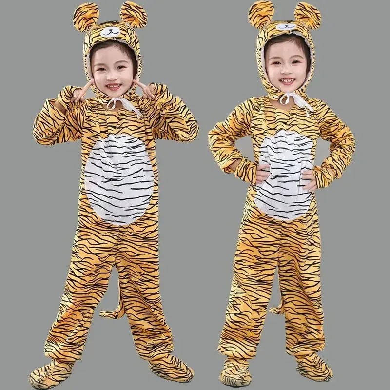 

Children Cute Tiger Cosplay Costume Girls Long Sleeve Tiger Animal Outfit Child Cartoon Tiger Hallowmas Party Costume FDDHNR2025