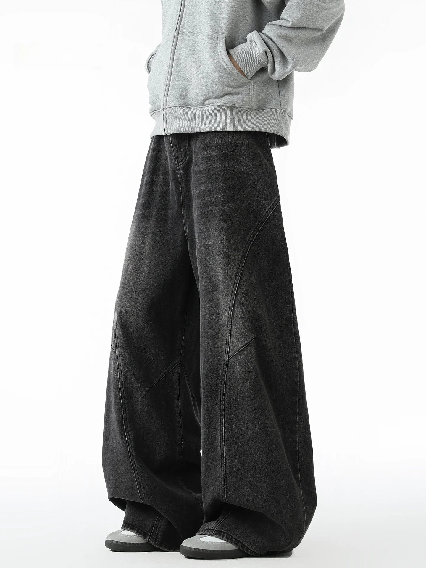 

American Sle Thiened Straight Leg Jeans Men's Autumn Winter Loose Casual Pants High Street Waed Cool Brand Knife Blade