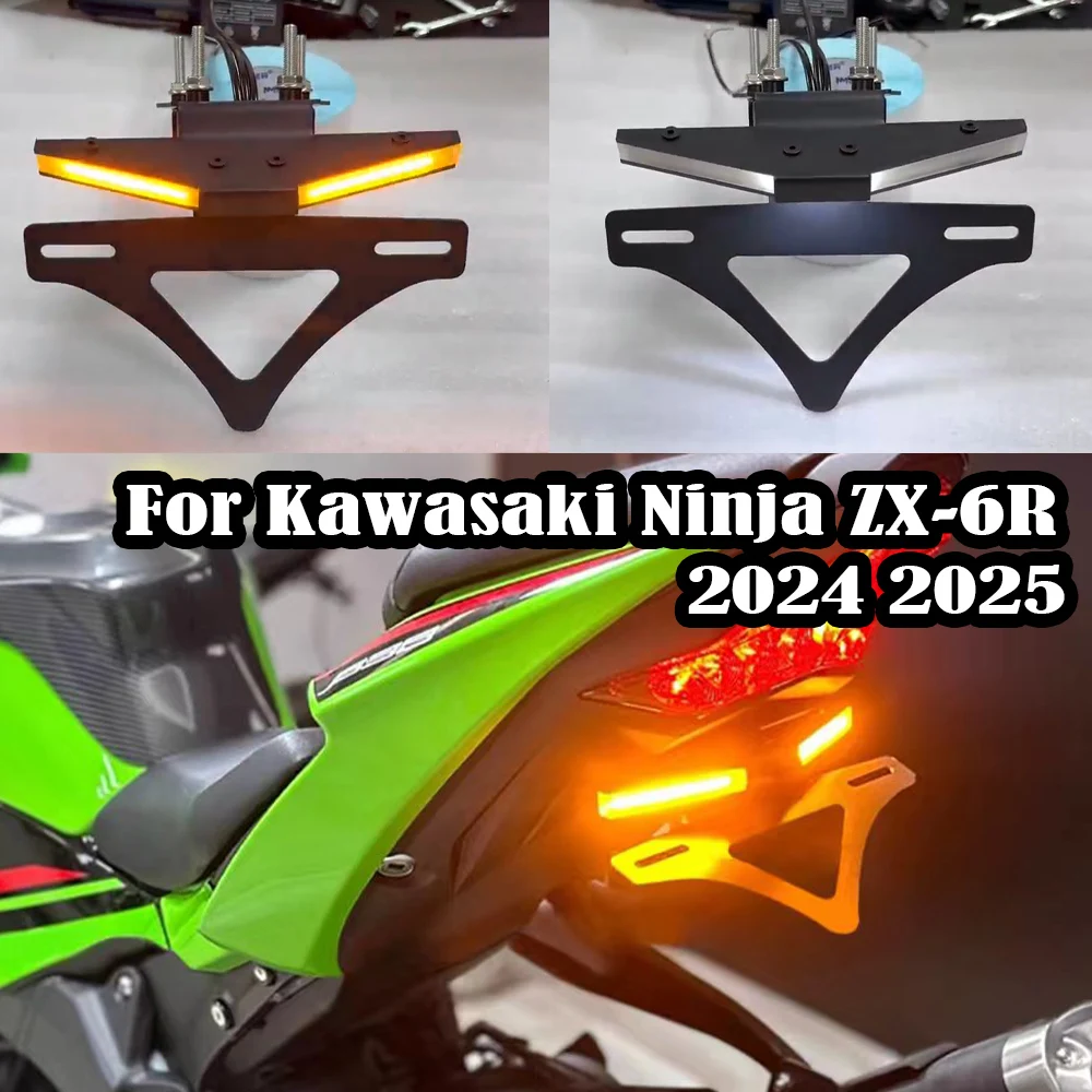 

Motorcycle License Plate Holder For Kawasaki Ninja ZX-6R ZX6R 2024 2025 Tail Tidy Fender Eliminator LED Turn Signal