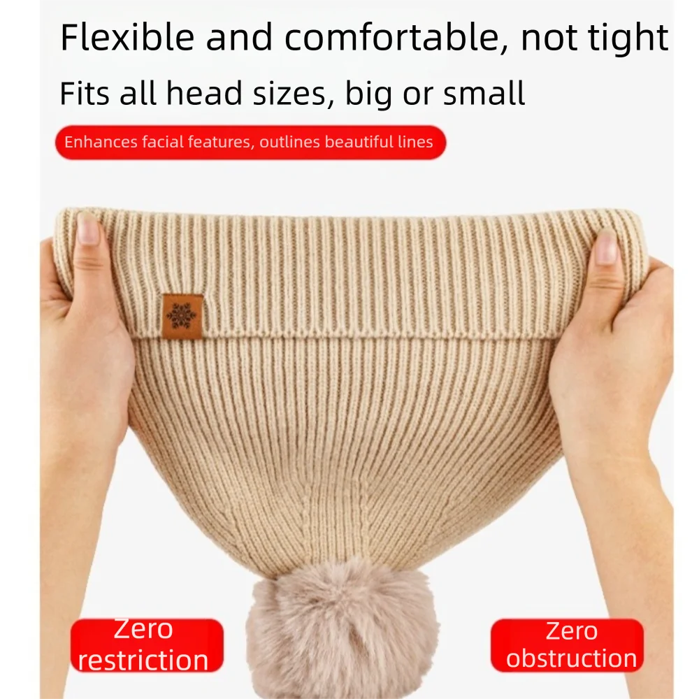 3Pcs/Set Warm Winter Hat Scarf Gloves Set Thicken Lining Knit Beanie Snood Set Elastic Windproof Scarf Neck Warmer Suit
