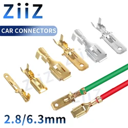 50/200 Pcs 2.8/6.3 mm Automotive Crimp Terminal Male Spade Connector Brass Pins ZiiZ Auto Splice Wire Terminals DJ611-6.3A