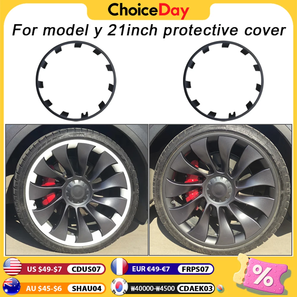 

For Tesla Model Y 21 Inch Wheel Hub Rim Protection Patch Protectors Wheel Guard Covers Accessories ABS Auto Exterior 2019-2024