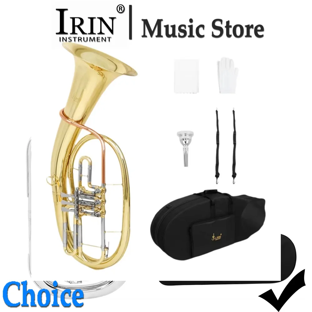 SLADE B Flat Euphonium Triple Key Brass Body Tenor Horn Professional Brass Musical Instrument Set with Wipes Gloves Bags Parts