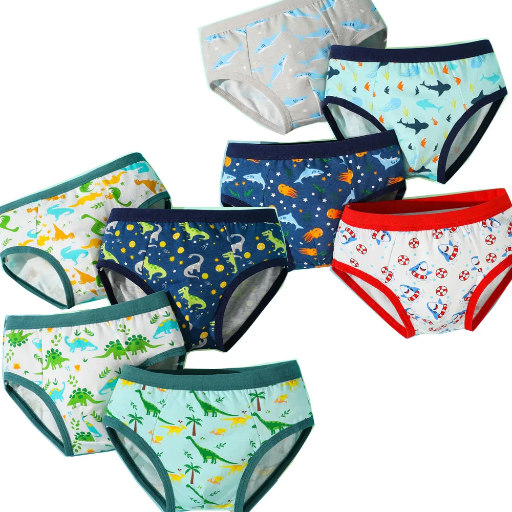 8Packs Boys Briefs Multipack Boxers Underpants Kids Trunk Child Panties Dinosaur Shark Roket Star Cotton Teenage Underwear 2-15Y
