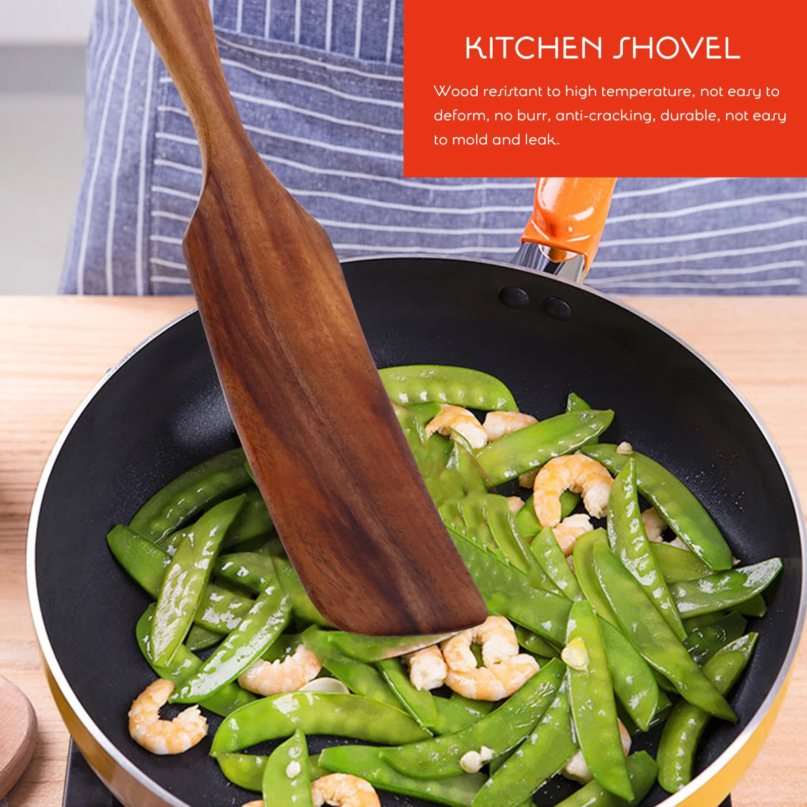 الخشب تيرنر مقبض طويل المحمولة المطبخ الطبخ ملعقة خشبية غير عصا تجهيزات المطابخ أواني المطبخ المنزلية الخشب تيرنر #3