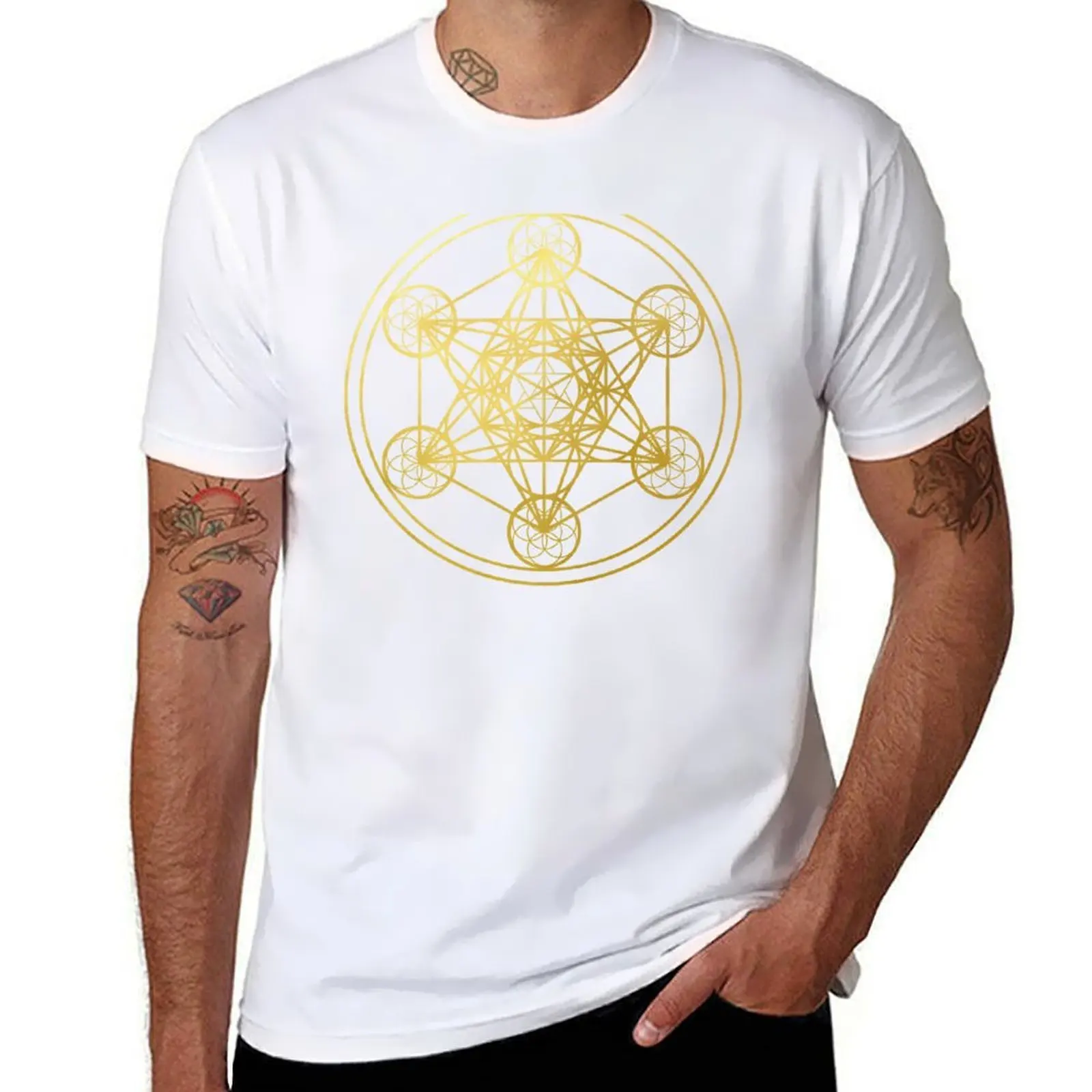 

Metatrons Cube gold sacred geometry mandala esoteric symbol Kabbalah T-Shirt essential t shirt g man t shirts for men T-Shirt