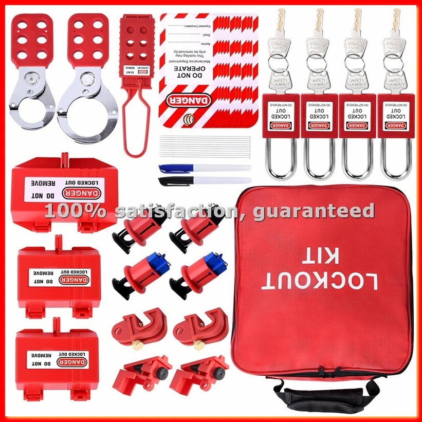 

Набор для блокировки и маркировки оборудования (Lockout Tagout) из 56 предметов, электрический, с зажимными блокировками для выключателей, для электротехнических, промышленных и механических работ - ABAM