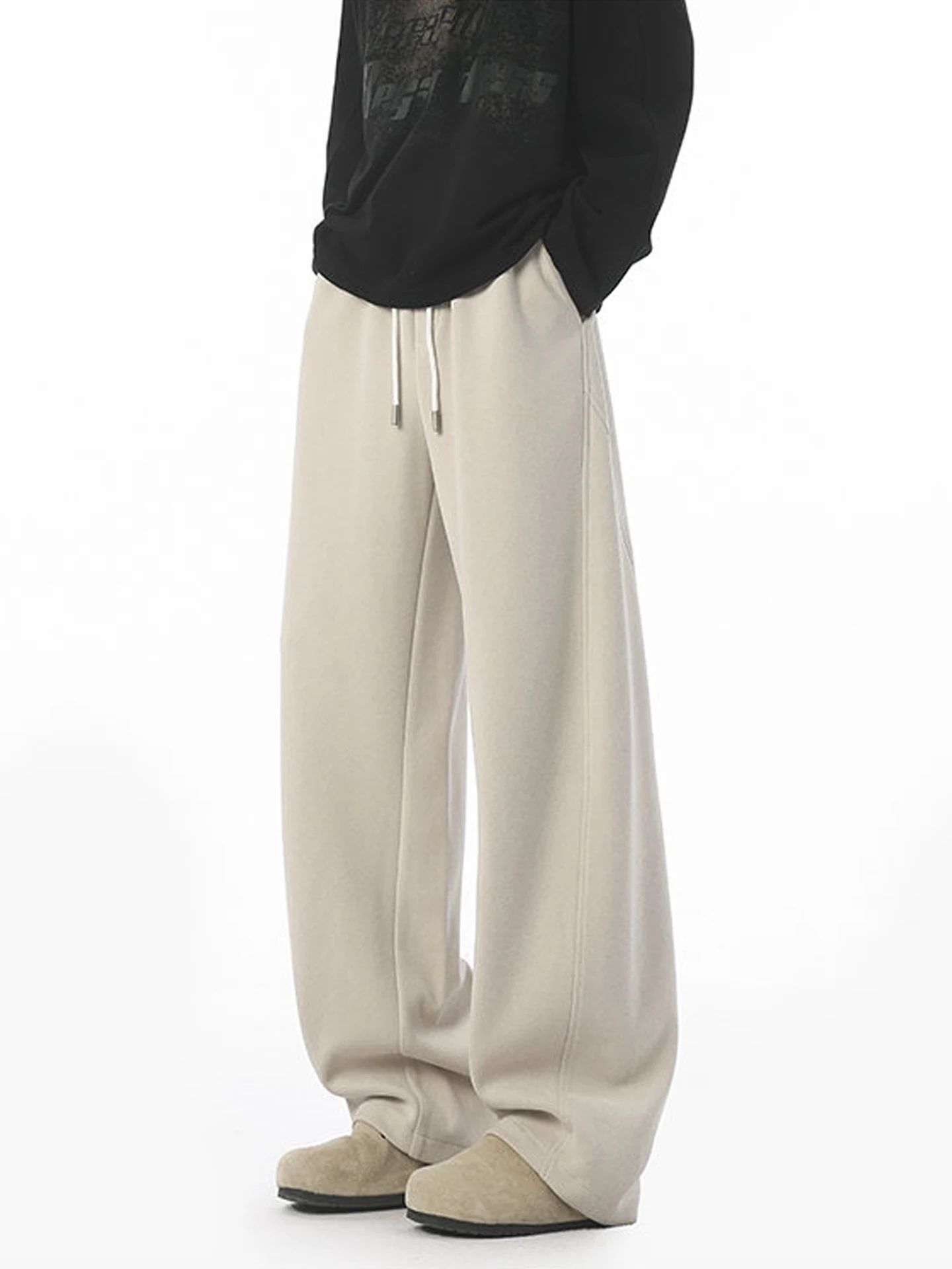 

Thiened American Sle Casual Sports Pants for Men Autumn Winter Loose Straight Leg Trousers Youth Daily Wear Cotton Polyes...