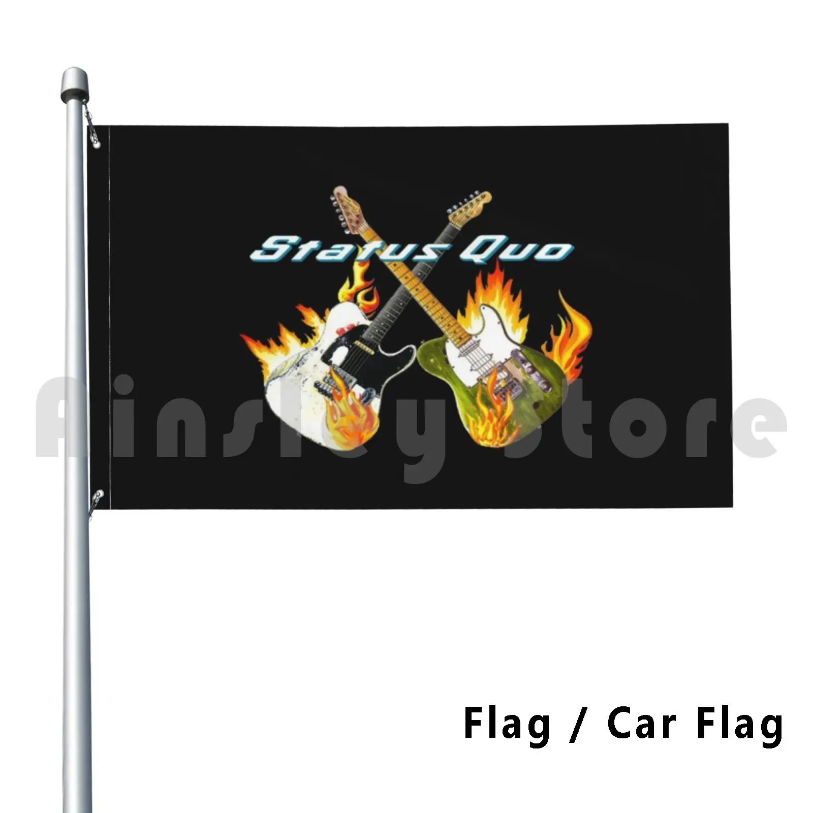 Estado Quo-Guitars On Fire Flag Car Flag Funny
