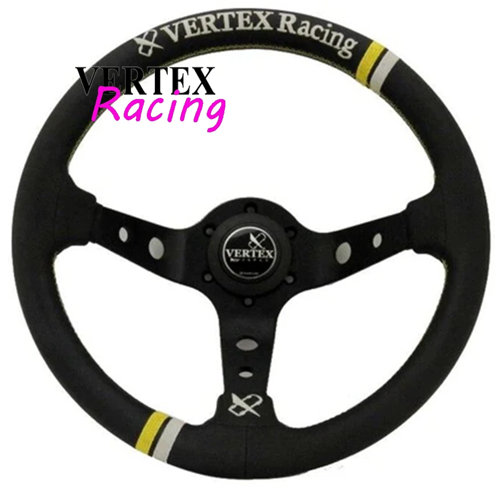 

JDM 13Inch 330MM Universal Racing Vertex Forever Steering Wheel JDM Deep Corn Sport Game Leather VERTEX Racing Steering Wheel