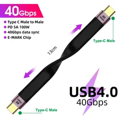 Type C To USB C 5A PD 100W USB 4.0 Gen3 Fast Charging USB C to Type C Cable Thunderbolt 3 4K@60Hz Cable USB Tipo C 40Gbps