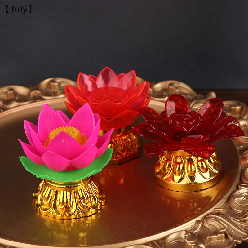 วัดพุทธโคมไฟโลตัสพุทธ Hall โคมไฟ LED โคมไฟเทียนอิเล็กทรอนิกส์ Lotus Wishing Light วัดเทศกาลตกแต่ง