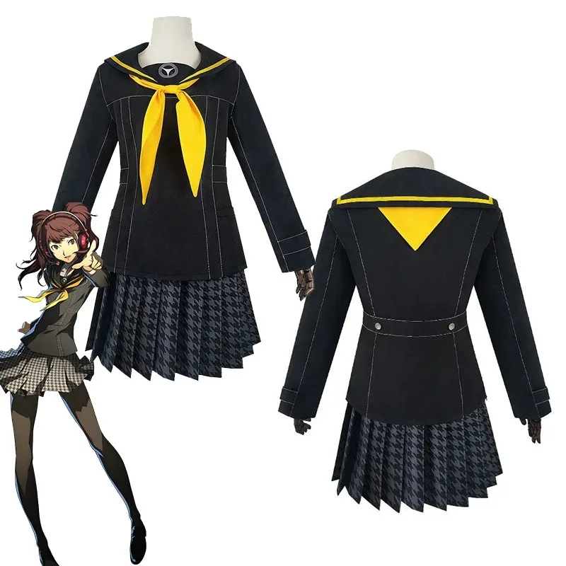 

DY20Game Persona 4 Kujikawa Rise Косплей Костюм Черный JK Школьная форма Женский кампусный матросский костюм Комплект аниме Карнавальные вечерние платья