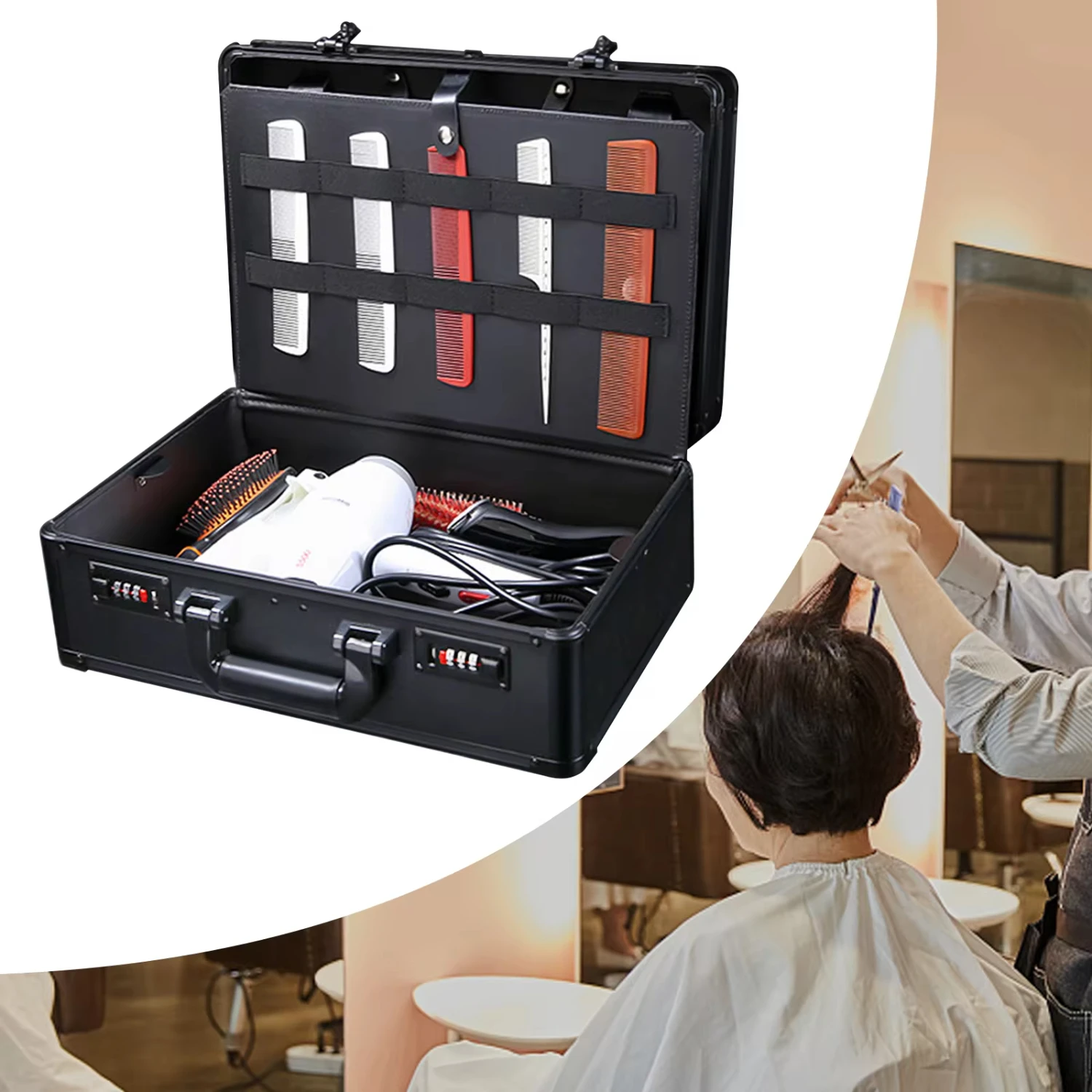 Large Capacity Professional Haircut Tools Box Hairdresser  Case Salon Hairdresser Portable Barber Bin[Box Only] Pocket hole jig 