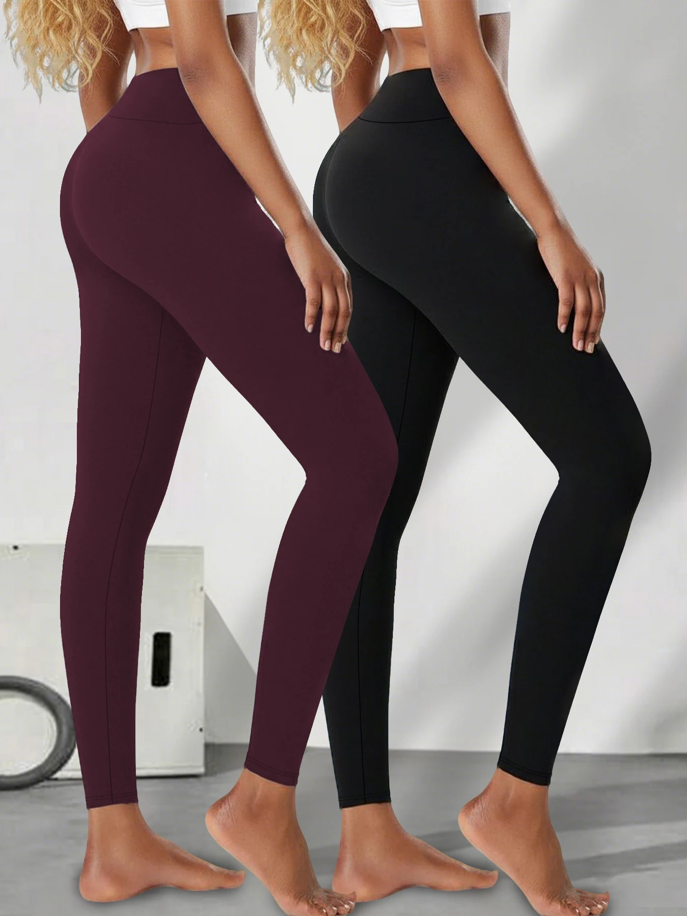 2 حزمة المرأة طماق فائقة النعومة عالية الخصر التحكم في البطن لا انظر من خلال تجريب اليوغا الجري الرياضية رفع الصالة الرياضية طماق #1