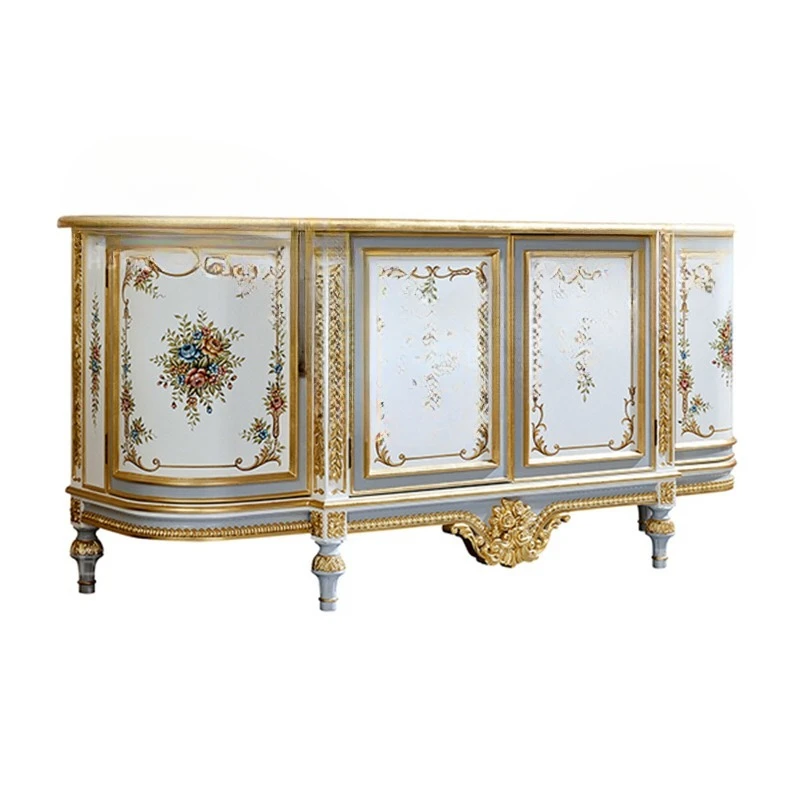 

Living room decorative cabinet French luxury mahogany carving sticker entrance cabinet