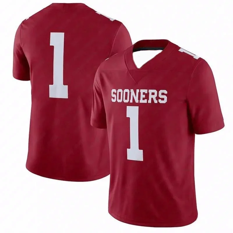 224 New Arrival Football Jersey Oklahoma Sooners Unmber 1 Tee Sport Short Sleeve Training Uniform Soccer Jersey Cycling Top