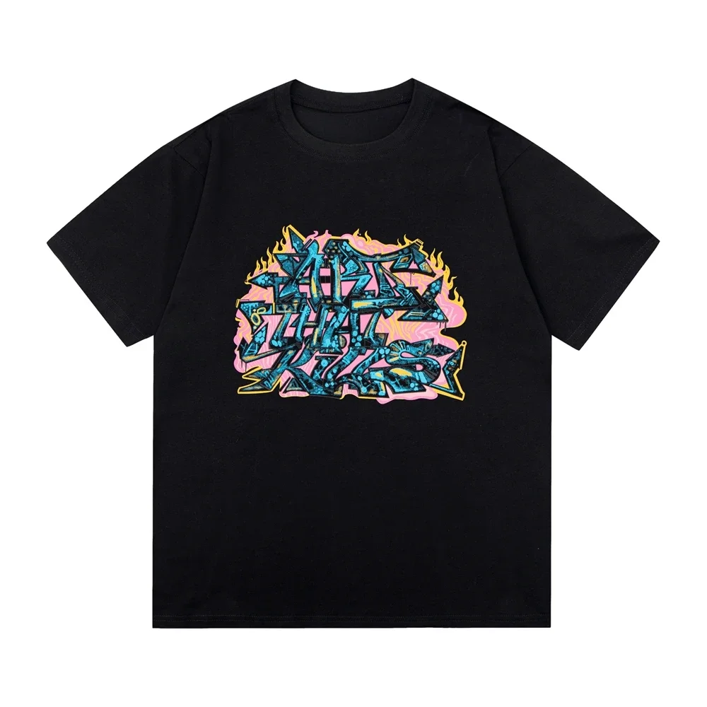 

American Fashion Brand Classic Letter-printed Summer Male and Female Couples Loose Casual Short-sleeved Pure Cotton T-shirt Top