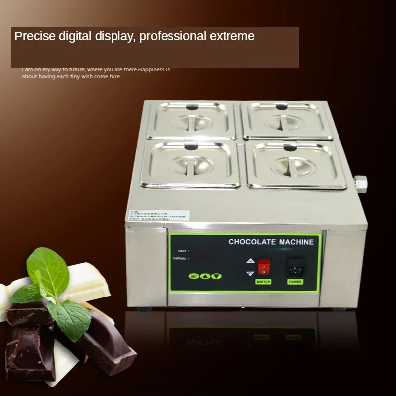

4 Pot Electric Chocolate Melting Machine Digital Display 110V 220V Water Insulation Heating Chocolate Melting Pot Warmer Melter