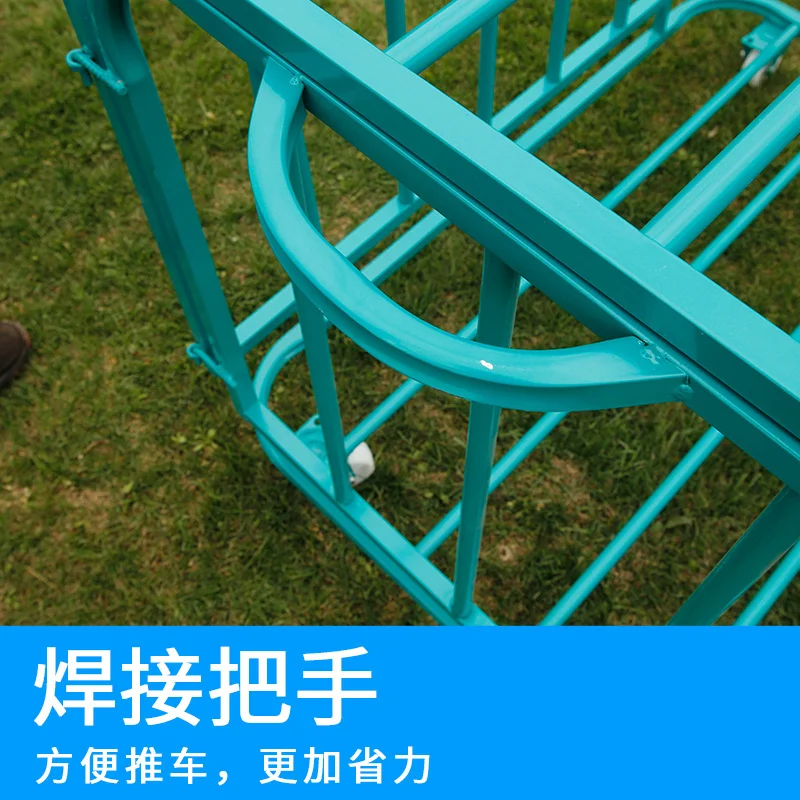 عربة تخزين الكرة الرياضية المتدحرجة، رف تخزين فولاذي لقفص كرة السلة قابل للقفل للمرآب، ومجموعة اللعب، وصالة الألعاب الرياضية، والمدارس