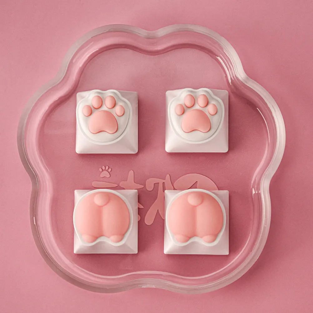 

4 Pcs Cat Claw Keycap Keycaps Kawaii Mechanical Keyboard Skin Friendly Silica Gel Cute