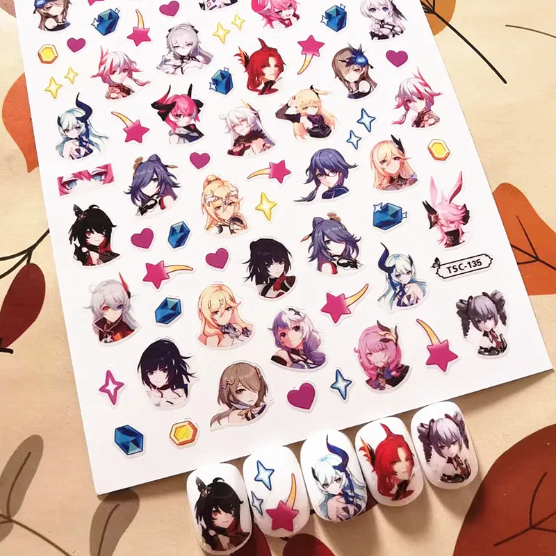 

Japanese Anime head image Design 3D Self Adhesive Back Glue DIY Decorations Tips Nail Art Sticker TSC 135