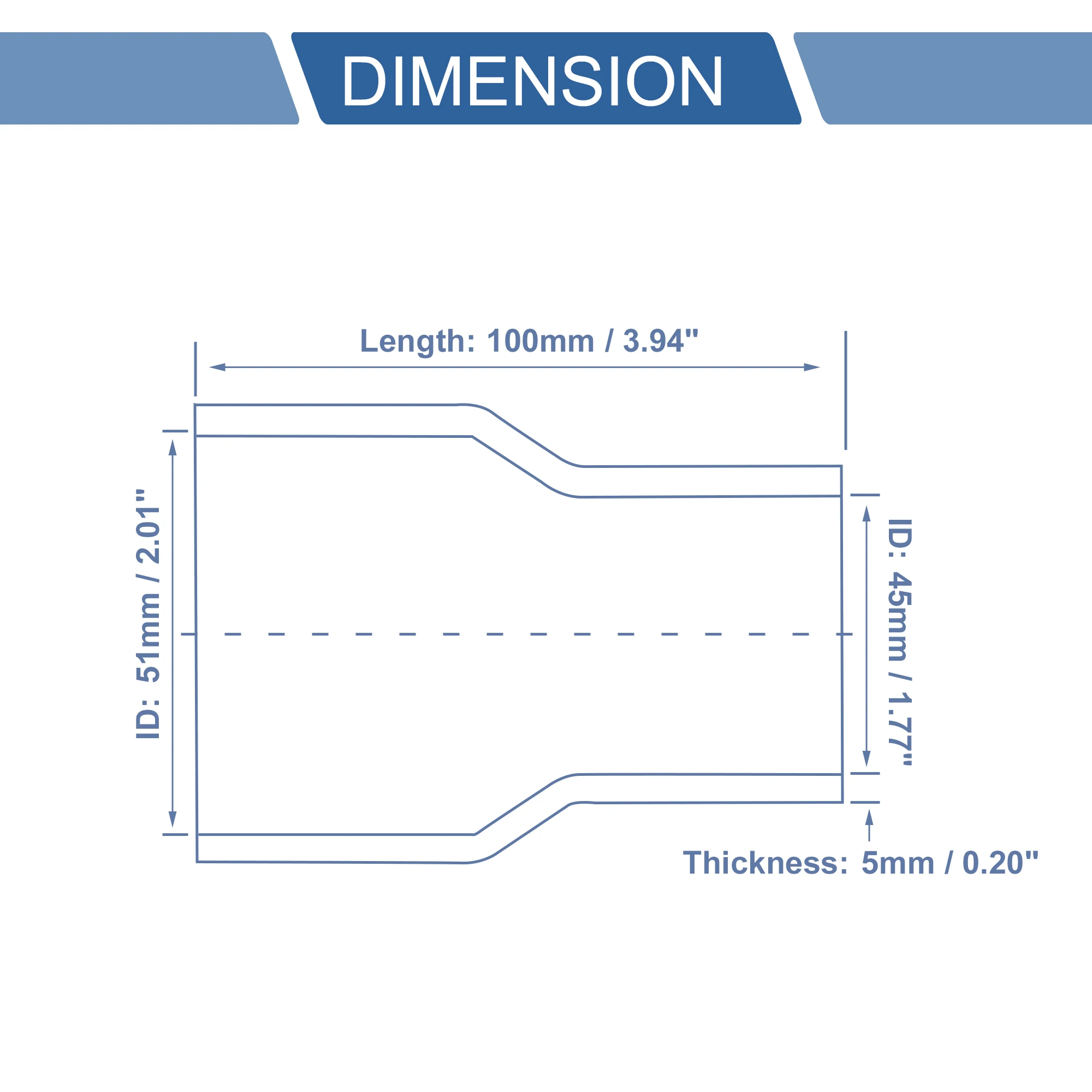 UXCELL 38-19mm 45-35mm 57-51mm 70-57mm 76-63mm 80-60mm ID 100mm Length 0 Degree Car Silicone Hose Coolant Hose Black