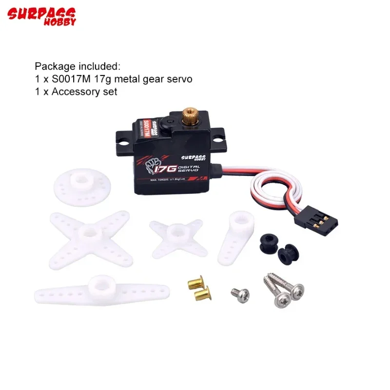 SURPASS Hobby S0017M 17g High Quality Metal Gear 1.8KG Digital Servo for RC Airplane Robot 1/18 1/16 Truck Car Boat Duct Plane