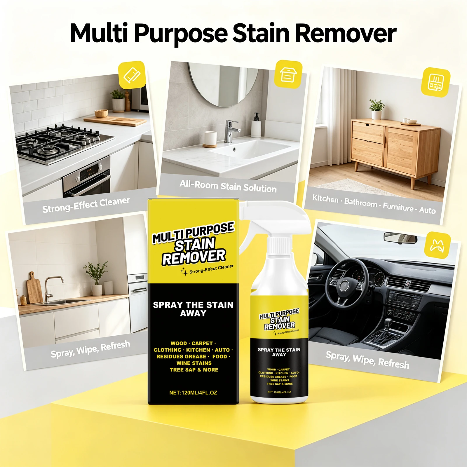 Multi Surface Stain Remover For Bathroom Kitchen And Furniture Remove Dirt And Water Stains Stain Cleaner Detergent 120ml