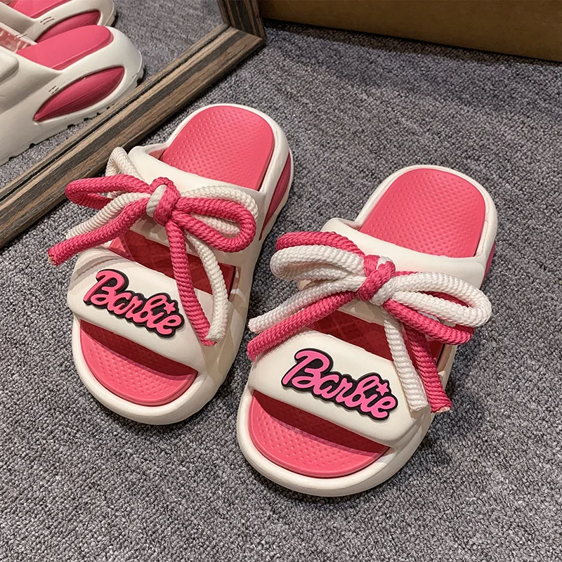 

2024 Summer Internet celebrity letter slippers women's summer Korean version bow soft bottom comfortable EVA beach slippers