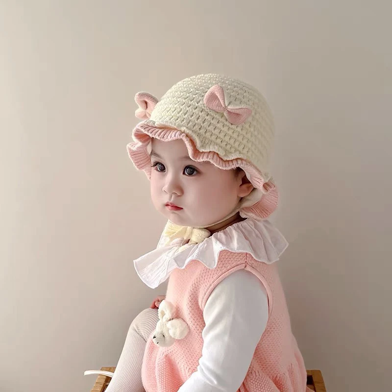 Baby Wool Hat Cute Ear Protection Hat Children Winter Thickened Warm Knitted Baby Cap