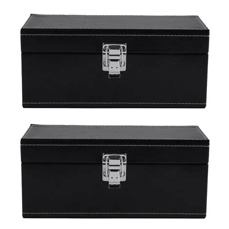 2X Storage Box Coin Slab Jewelry PU Compound Plywood Style Bundle Coins Display Box Case For Home Organization-N37R