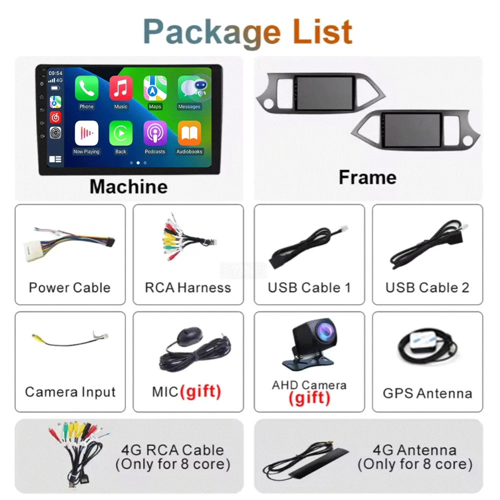 Android 16 Carplay Car Radio Multimidia Video Player For KIA PICANTO Morning 2011 - 2016 Navigation GPS IPS Head Unit NO 2din
