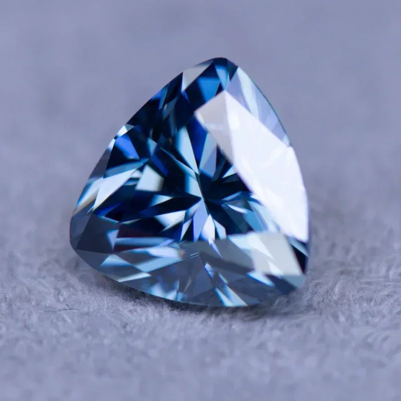 Moissanite trillyon forma contas vvs1 primário azul real cor encantos para diy jóias fazendo anéis materiais com certificado gra