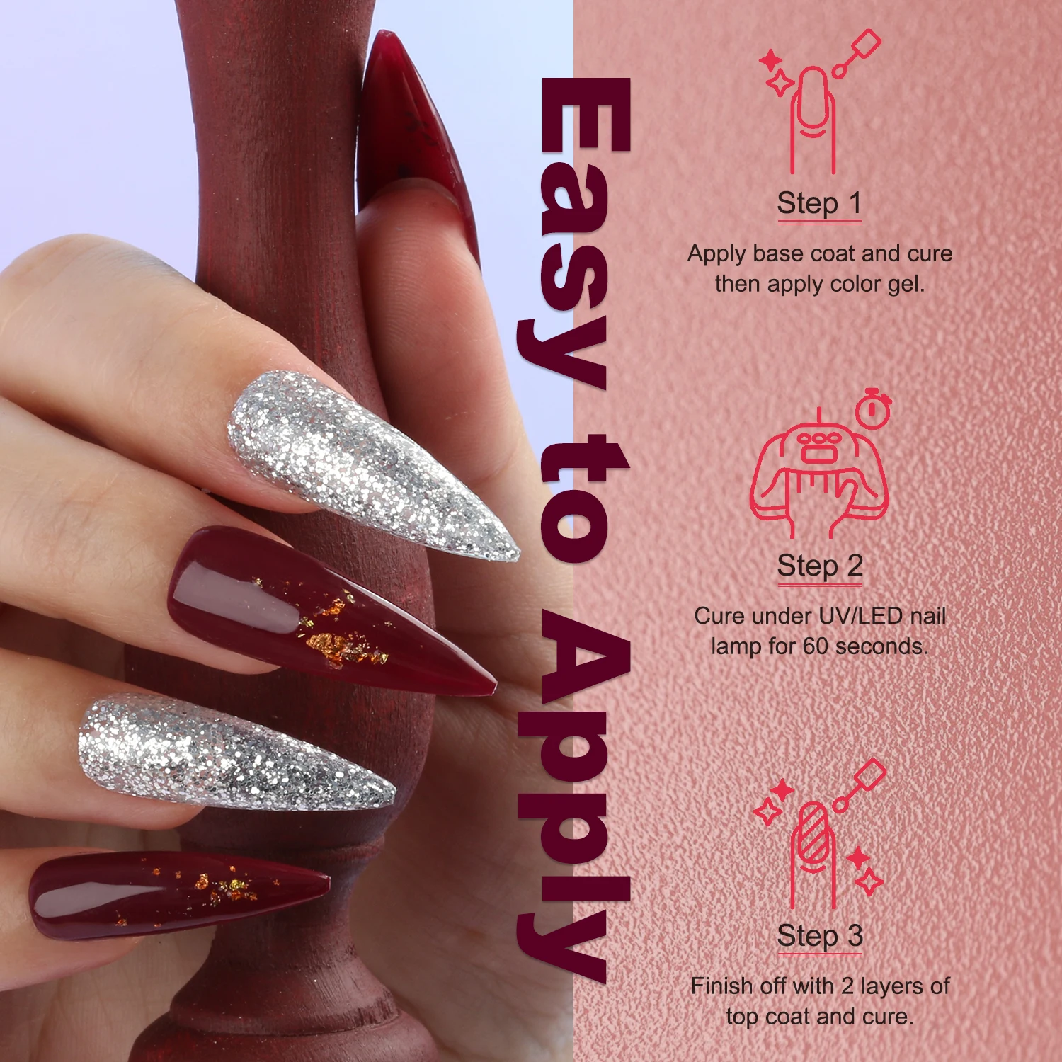 9色のクリスマスカラージェルポリッシュセット、赤、黒、シルバーシェード、ベース、グロッシー、マット、トップコート付き、ホームDIYネイルアート、マニキュアギフトセット