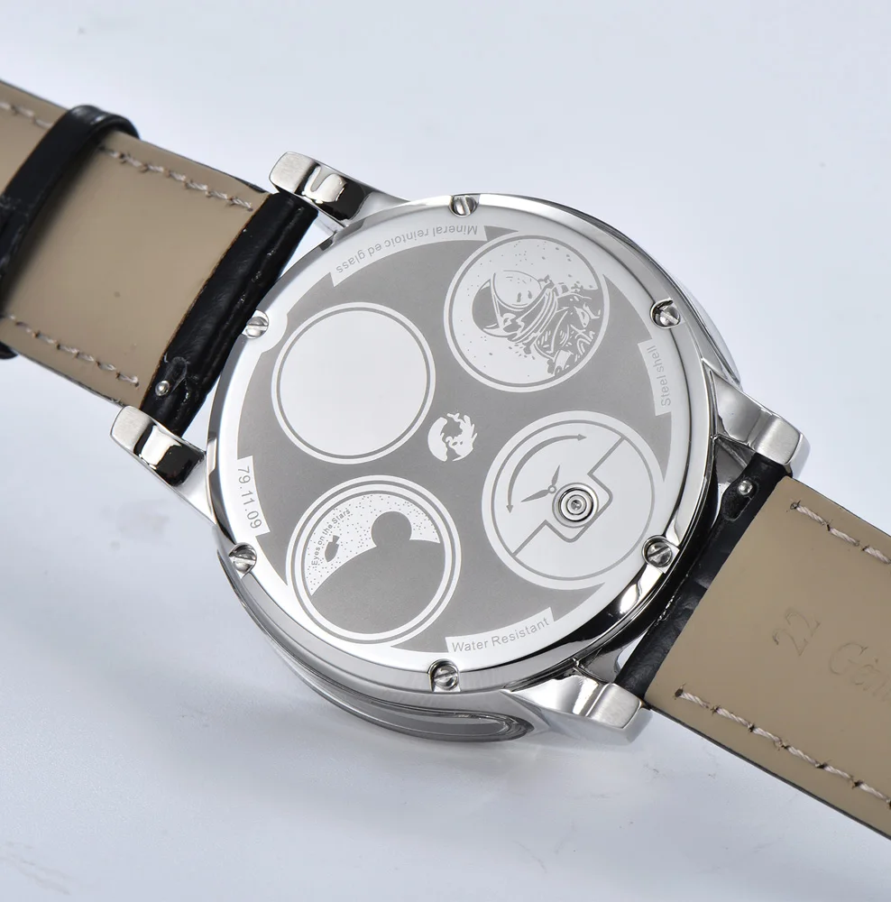 46 มม.VINTAGE Horse ผู้ชายแฟชั่นนาฬิกาควอตซ์สแตนเลสสตีล Swiss QUARTZ Movement กระจกความแข็งสูงสายหนังนาฬิกา